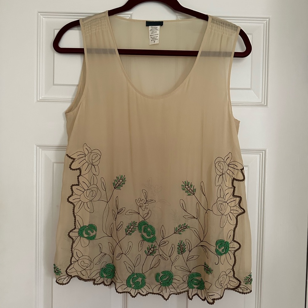 Elegant SILK embroidered and beaded top NWOT